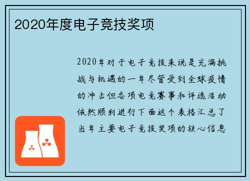 2020年度电子竞技奖项