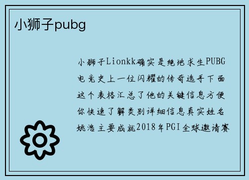 小狮子pubg